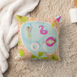 Coussin Des filles et des garçons du bikini jouant au jeu