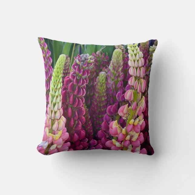 Coussin Des fleurs de lupin rose et violet lancent l'oreil (Recto)