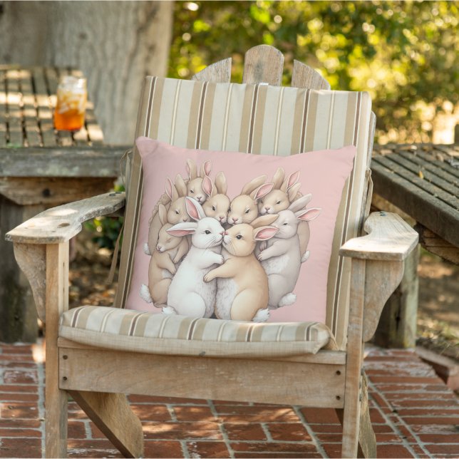 Coussin Des lapins adorables dans un Pastel cosy Hug Illus (Chaise)