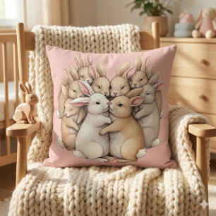 Coussin Des lapins adorables dans un Pastel cosy Hug Illus