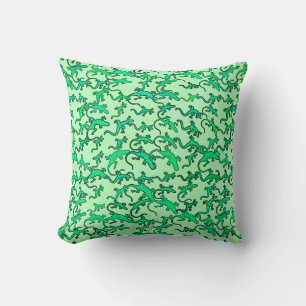 Coussin Des lézards verts sur un arrière - plan vert citro