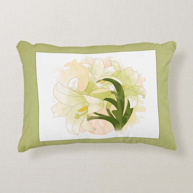 Coussin des lis 12x16in d'aquarelle (Devant)