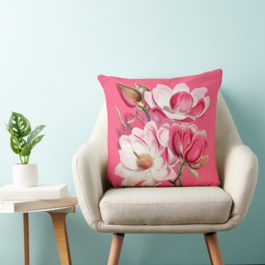 Coussin des Magnolias roses (Chaise)