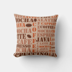 Coussin des mots et haricots de café