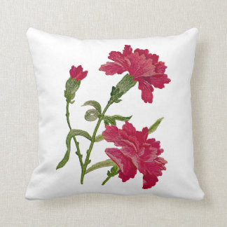Coussin des oeillets rouges brodés Faux