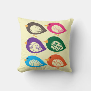 Coussin Des oiseaux bizarres et colorés