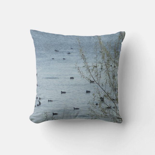 Coussin des oiseaux du lac "Bienvenue au lac" (Recto)