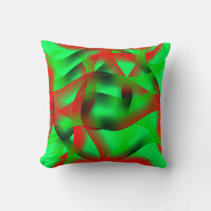 Coussin Des ondulations vert citron et rouge clair, avec d