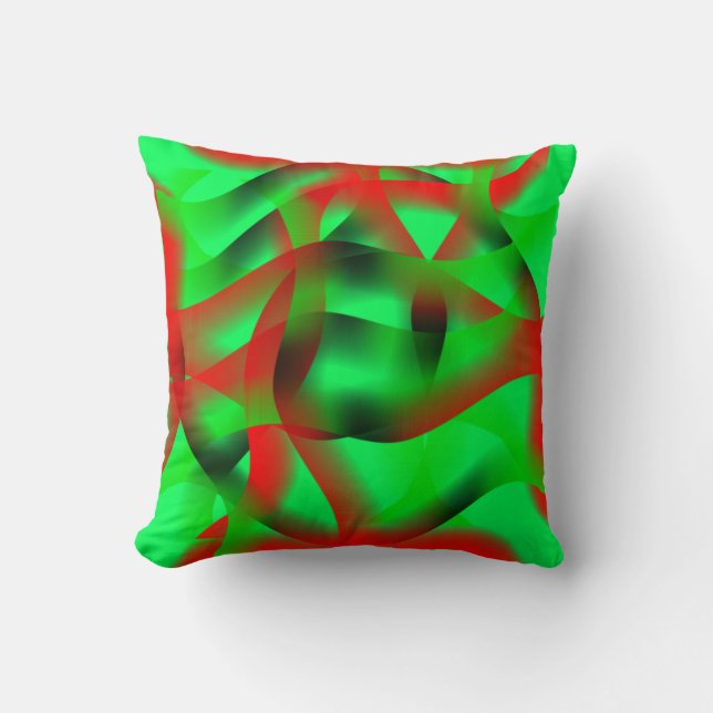 Coussin Des ondulations vert citron et rouge clair, avec d (Recto)