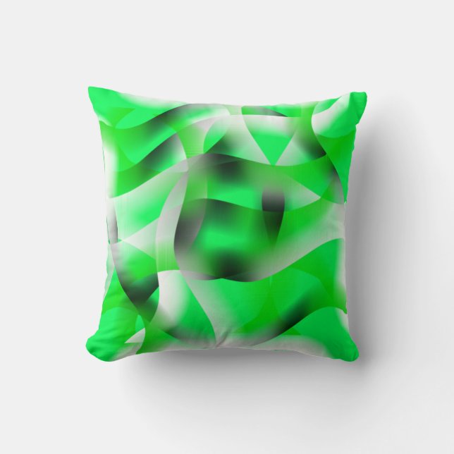 Coussin Des ondulations vertes et blanches de chaux, avec  (Recto)