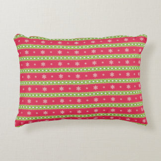Coussin des ornements rose et vert et des flocons