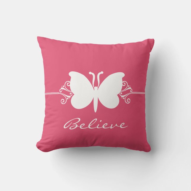 Coussin des persiennes de papillon magenta (Recto)