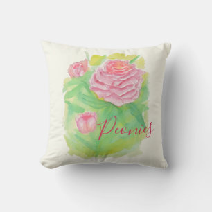 Coussin des pivoines aquarelles