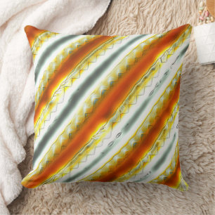Coussin Des rayures abstraites scandaleuses en orange et g