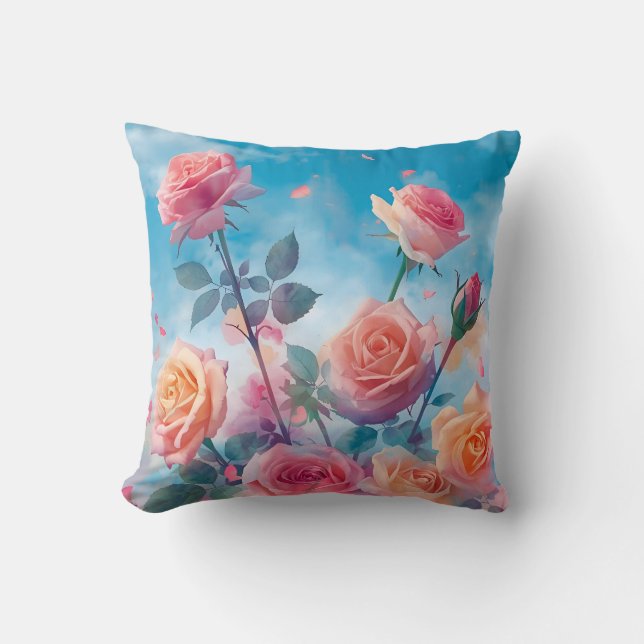 Coussin Des Roses rêvés et dynamiques (Recto)