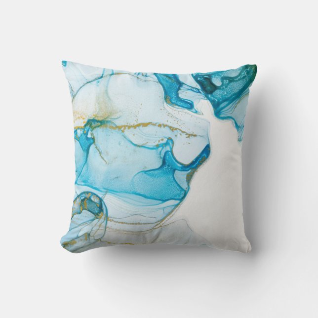 Coussin Des vagues d'océan doré. Image abstraite et lumine (Recto)