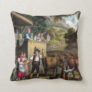 Coussin Desalte ou Poya Traditionnelle Vaches Suisse Alpin