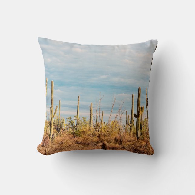 Coussin Désert avec les cactus du Saguaro (Recto)