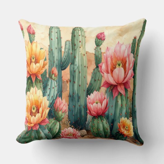 Coussin Desert Cactus Pillow - Boho Southwest Decor Cushio (Recto)