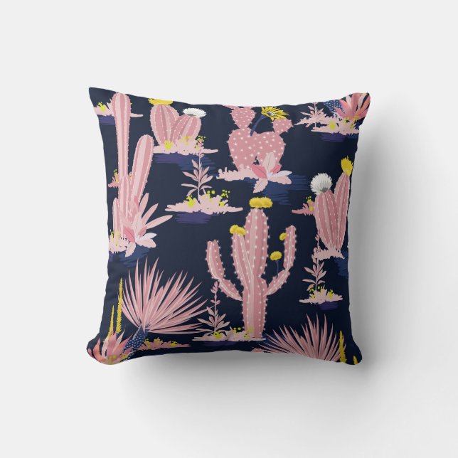 Coussin Desert Chic : Pastel Cactus Bloom (Recto)