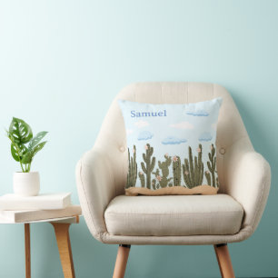 Coussin Désert sauvage avec Cactus mignon Nom personnalisé