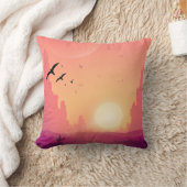 Coussin Desert Sunset Scene avec oiseaux - Nature Paysage (Couverture)