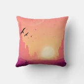 Coussin Desert Sunset Scene avec oiseaux - Nature Paysage (Verso)