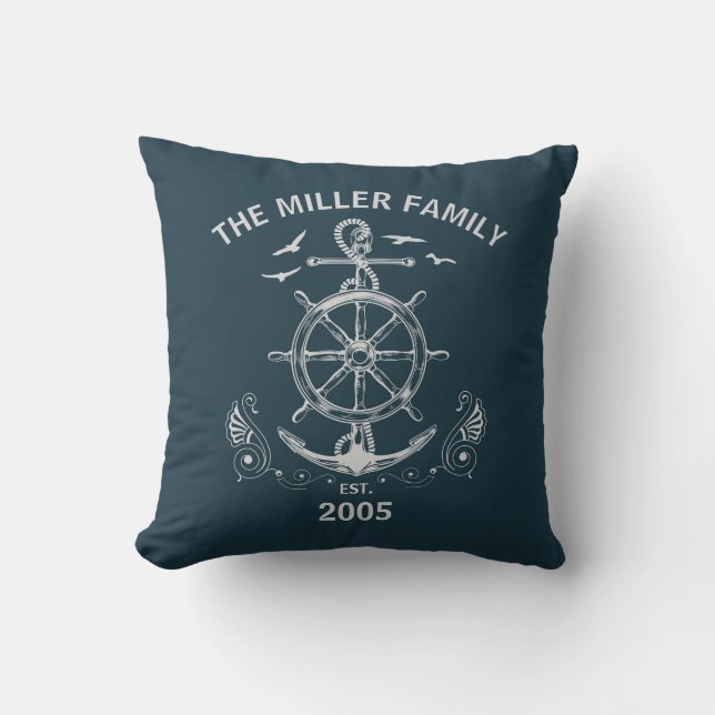 Coussin Design à thème nautique avec décor océanique (Recto)