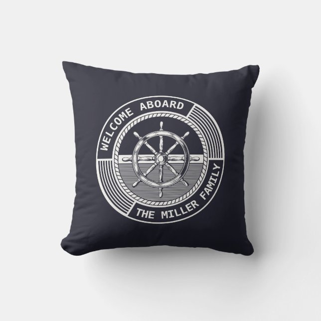 Coussin Design à thème nautique avec voilier (Recto)