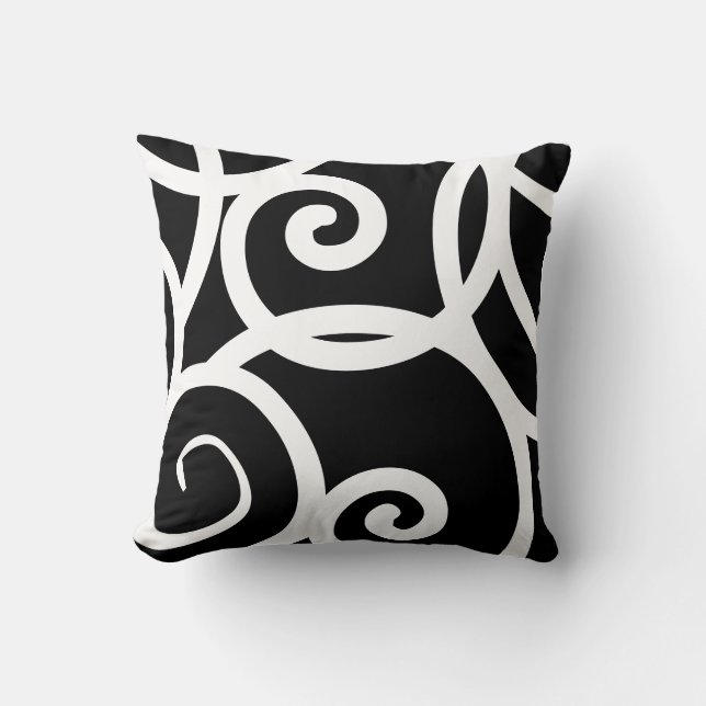 Coussin design abstrait blanc et noir (Recto)