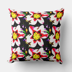 Coussin design abstrait de fleurs lumineuses et colorées