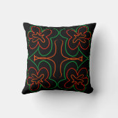Coussin Design Abstrait de fleurs vertes et oranges (Verso)