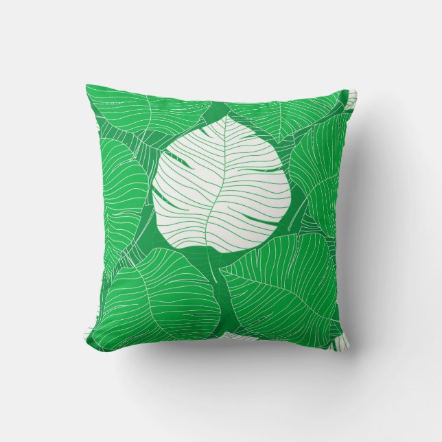 Coussin Design Abstrait de peinture à la feuille tropicale (Recto)