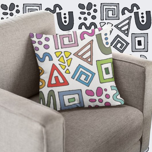 Coussin Design abstrait motif géométrique moderne