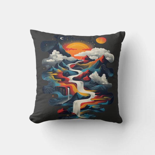 Coussin Design abstrait, paysage surréaliste (Recto)