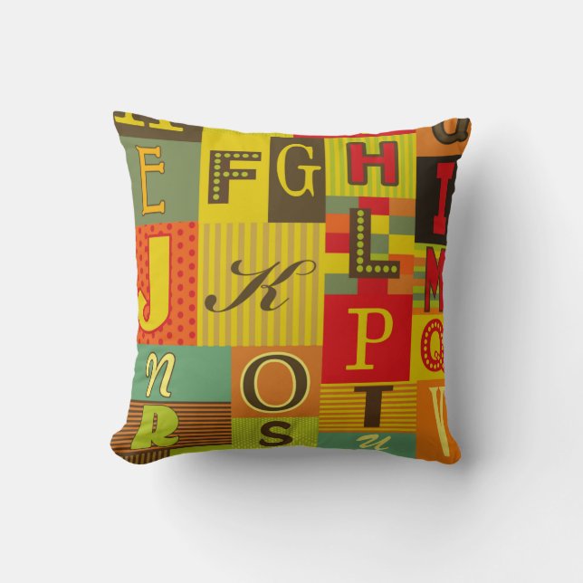Coussin design alphabet rétro. illustration vintage (Recto)