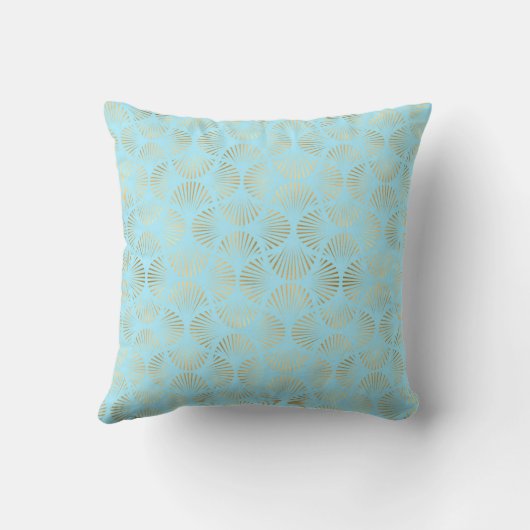 Coussin Design Art Déco, Motif Turquoise et or (Verso)