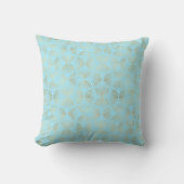 Coussin Design Art Déco, Motif Turquoise et or (Recto)