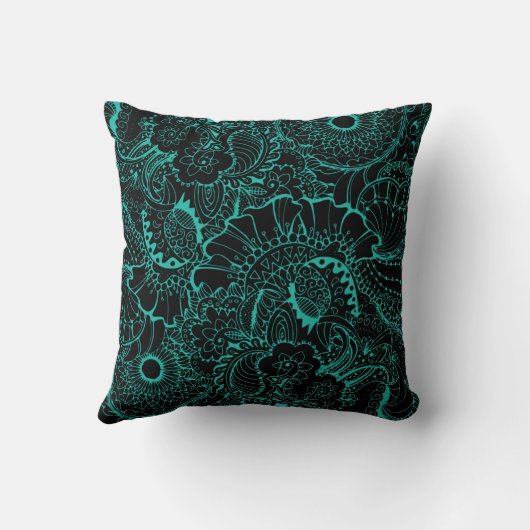 Coussin design avec motif turquoise (Verso)