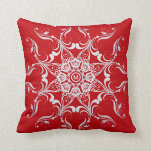 Coussin Design baroque rouge Mandala. 