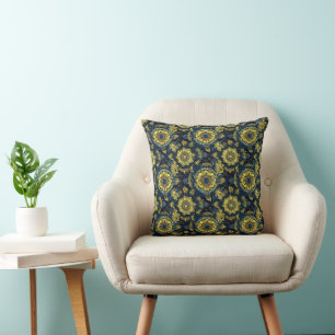 Coussin Design Batik Jaune et Bleu