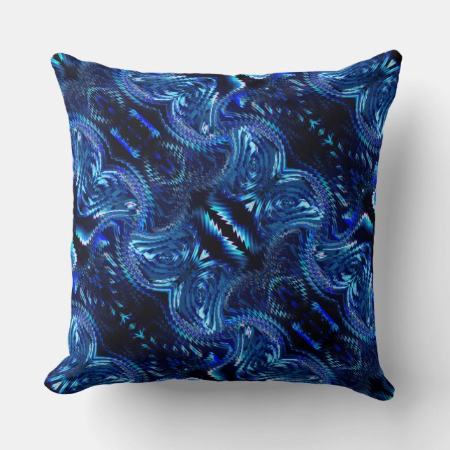 Coussin Design bleu Abstrait formé à partir de zigzag (Recto)