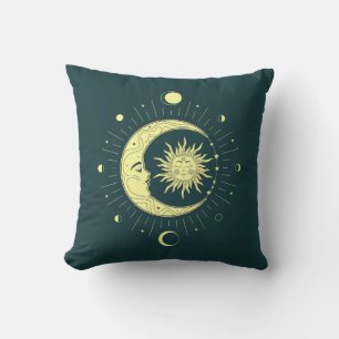 Coussin Design céleste du soleil et de la lune avec phases