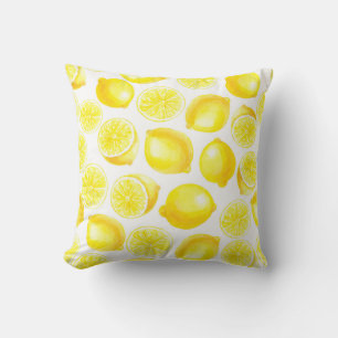 Coussin Design citrons aquarelle