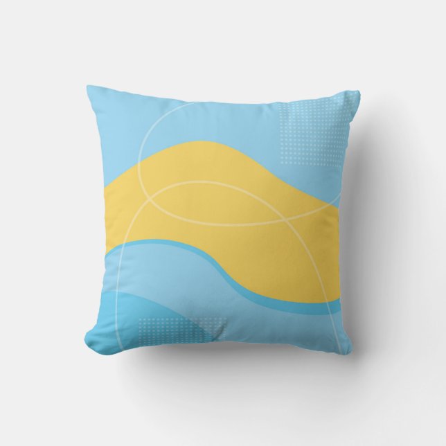 Coussin Design d'art Abstrait jaune et bleu (Recto)