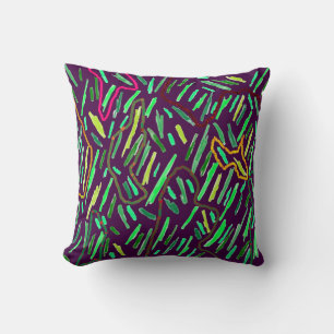 Coussin Design d'art mauve avec rayures