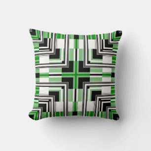 Coussin Design d'art rétro Motif noir vert