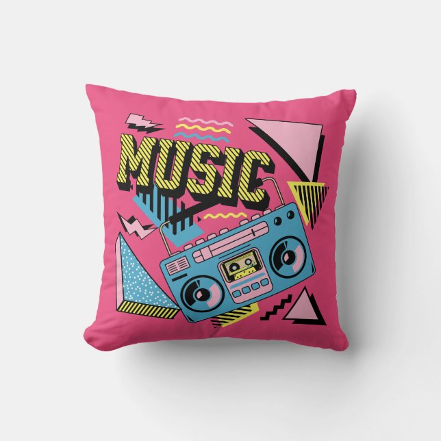 Coussin Design de boite de musique de style rétro (Recto)