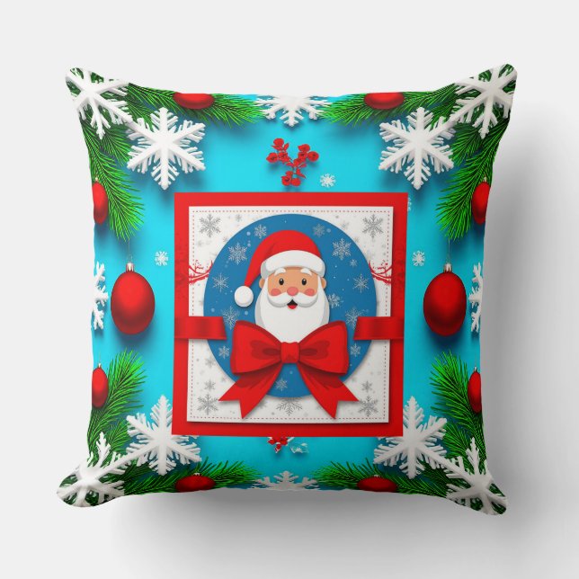 Coussin Design de carte de Noël avec le Père Noël (Recto)