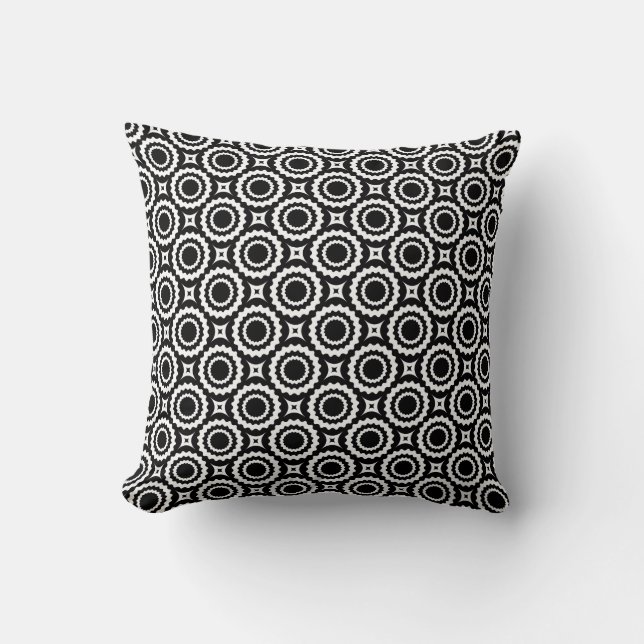 Coussin Design de cercles en zigzag noir mignon (Recto)